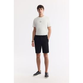 Avva A51Y3730 Erkek Slim Fit Siyah Yanı Lastikli Gofreli Bi-Stretch Chino Şort