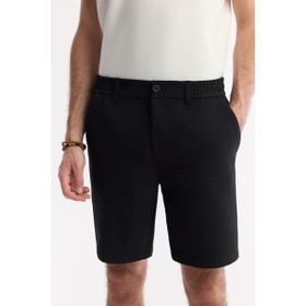 Avva A51Y3730 Erkek Slim Fit Siyah Yanı Lastikli Gofreli Bi-Stretch Chino Şort