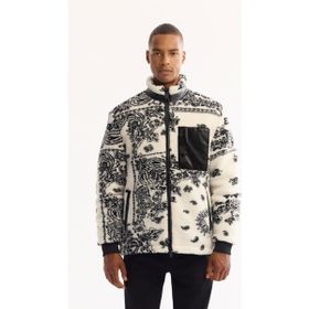 Avva A52Y6183 Erkek Beyaz Dik Yaka Peluş Comfort Fit Mont