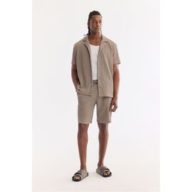 Avva A61Y3640 Erkek Vizon Beli Lastikli Bağcıklı Yandan Cepli Örme Regular Fit Şort