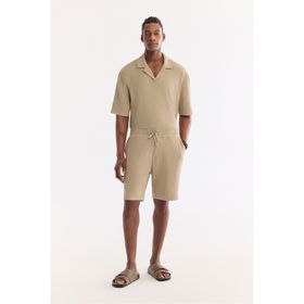 Avva A61Y3709 Erkek Vizon Beli Lastikli Bağcıklı Soft Touch Regular Fit Şort