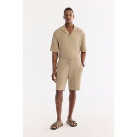 Avva A61Y3709 Erkek Vizon Beli Lastikli Bağcıklı Soft Touch Regular Fit Şort