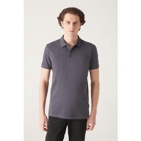 Avva B001027 Antrasit Polo Yaka Düz Erkek T-shirt