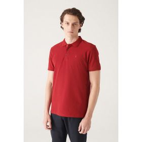 Avva B001027 Bordo Polo Yaka Düz Erkek T-Shirt
