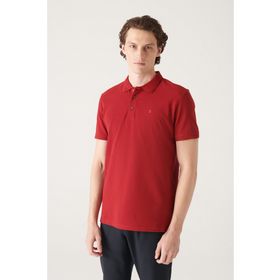 Avva B001027 Bordo Polo Yaka Düz Erkek T-Shirt