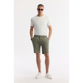 Avva B003732 Erkek Haki Beli Lastikli Keten Relaxed Fit Şort