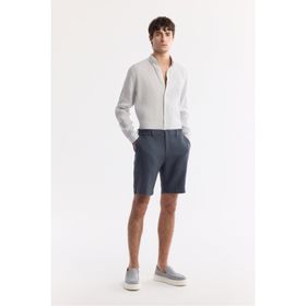 Avva B003732 Relaxed Fit Antrasit Beli Lastikli Erkek Keten Şort