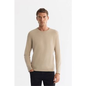 Avva B005132 Bej Regular Fit Viskon Bisiklet Yaka Erkek Triko Kazak