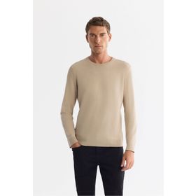 Avva B005132 Bej Regular Fit Viskon Bisiklet Yaka Erkek Triko Kazak