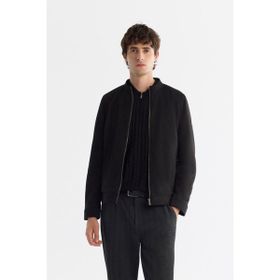 Avva B006002 Siyah Dik Yaka Süet Dokulu Mevsimlik Comfort Fit Erkek Mont