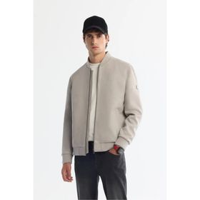 Avva B006045 Erkek Açık Gri Bomber Yaka Süet Dokulu Mevsimlik Comfort Fit Mont