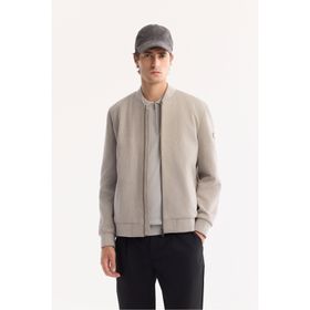 Avva B006045 Erkek Açık Gri Bomber Yaka Süet Dokulu Mevsimlik Comfort Fit Mont