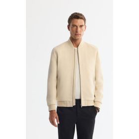 Avva B006045 Erkek Bej Bomber Yaka Süet Dokulu Mevsimlik Comfort Fit Mont