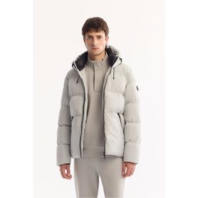 Avva B006046 Erkek Açık Gri Kapüşonlu Comfort Fit Mont