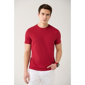 Avva E001000 Bordo Bisiklet Yaka Erkek T-shirt
