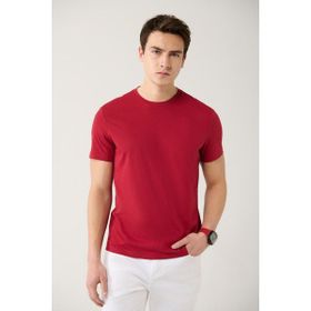 Avva E001000 Bordo Bisiklet Yaka Erkek T-shirt