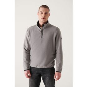 Avva E001068 Erkek Dik Yaka Basic Yarım Fermuarlı Polar Sweatshirt