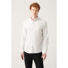 Avva E002141 Düz Yaka Comfort Fit Pamuk Antrasit Erkek Gömlek