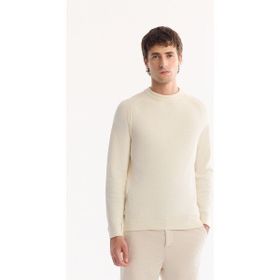 AVVA Erkek Ekru Bisiklet Yaka Soft Touch Dokulu Triko Regular Fit Kazak A52Y5050