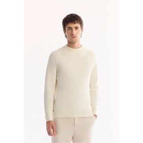 AVVA Erkek Ekru Bisiklet Yaka Soft Touch Dokulu Triko Regular Fit Kazak A52Y5050
