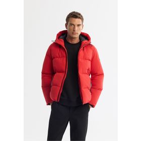 Avva Erkek Kırmızı Kapüşonlu Su İtici Rüzgar Geçirmez -5°C Dayanıklı Şişme Comfort Fit Mont B006046