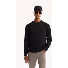 AVVA Erkek Siyah Bisiklet Yaka Dokulu Triko Regular Fit Kazak A52Y5083