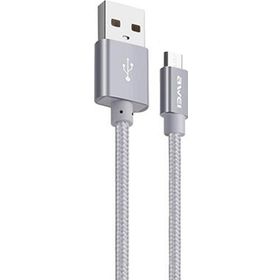 Awei CL-30 Silver 1 mt Metal Örgü USB Hızlı Şarj ve Kablo