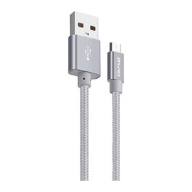 Awei CL-30 Silver 1 mt Metal Örgü USB Hızlı Şarj ve Kablo