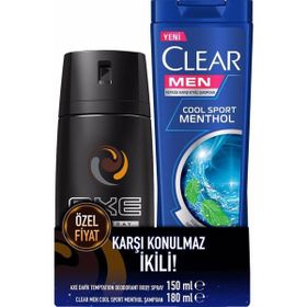 Axe Deodorant Body Spray Dark 150 ml + Clear Men 180 ml Cool Sport Şampuan