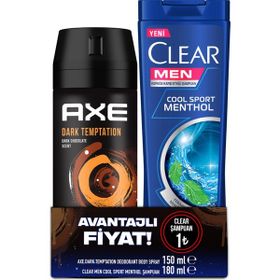 Axe Deodorant Body Spray Dark 150 ml + Clear Men 180 ml Cool Sport Şampuan
