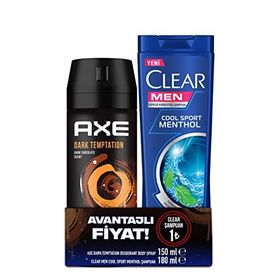 Axe Deodorant Body Spray Dark 150 ml + Clear Men 180 ml Cool Sport Şampuan
