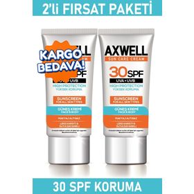 Axwell 30 SPF 50 ml 2Li Sun Care Cream Yüksek Korumalı Güneş Kremi