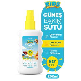 Axwell Kids Çok Yüksek Koruyucu Çocuk İçin Yüz ve Vücut SPF50+ 200 ml Güneş Sütü Spreyi