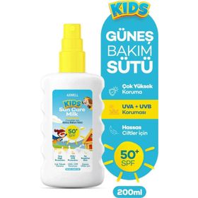 Axwell Kids Çok Yüksek Koruyucu Çocuk İçin Yüz ve Vücut SPF50+ 200 ml Güneş Sütü Spreyi