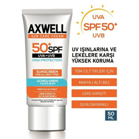 Axwell Sun Care Cream Leke Karşıtı Çok Yüksek Koruma 50+ Spf 50 ml Güneş Kremi