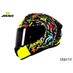 Axxis Draken Crazy Matt Fluor Yellow Full Face Motosiklet Kaskı