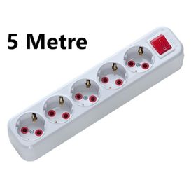 Ay-Ka Standart 5 m 5'li Topraklı Anahtarlı Grup Priz