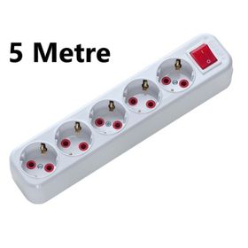Ay-Ka Standart 5 m 5'li Topraklı Anahtarlı Grup Priz