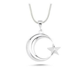 Ay Yıldız Ayyıldız Özel Tasarım 60 cm 925 Gümüş Kolye