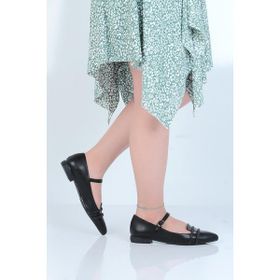 Ayakcenter 23-8011 Siyah Yazlık Düz Kadın Babet