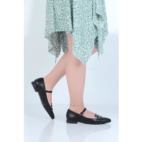 Ayakcenter 23-8011 Siyah Yazlık Düz Kadın Babet