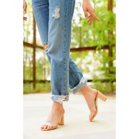 Ayakkabı Ateşi Ressa Nude Cilt Şeffaflı Kısa Topuklu 8 cm Kadın Terlik