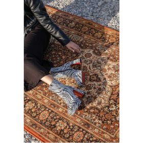Ayakkabı Ateşi Vito Zebra Desenli Platform Tasarım Kadın Çizme