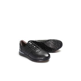 Ayakkabıhane AH07585131707 İçi Dışı Kaliteli Hakiki Deri Siyah Sneaker Erkek Spor Ayakkabı