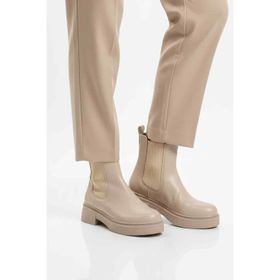 Ayakmod 209134 Z Bej Cilt Kolay Giyilebilir Polarlı Kaymaz Kadın Chelsea Bot