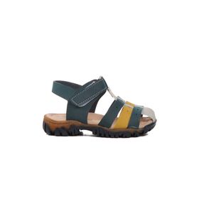 Ayakmod 24-417-B Lacivert Nubuk Sarı Erkek Çocuk Sandalet
