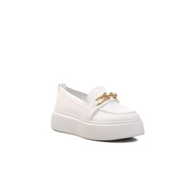 Ayakmod 261075 Beyaz Kadın Loafer Ayakkabı