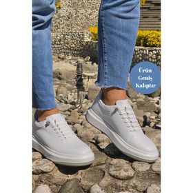 Ayakmod 404 M Beyaz Lastik Bağcıklı Erkek Casual Ayakkabı