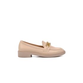 Ayakmod 418066 Bej Taşlı Kadın Loafer Ayakkabı