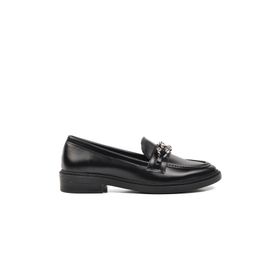 Ayakmod 418066 Siyah Taşlı Kadın Loafer Ayakkabı